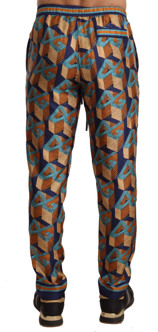 Multicolor Patterned Joggers Silk Pants