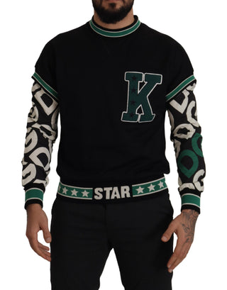 Black Green Cotton KING Star Crewneck Pullover Sweater