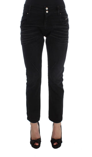 Black Cotton Slouchy Slims Fit Jeans