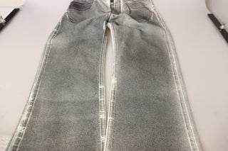 Grey Washed High Waist Denim Pants Cotton Jeans