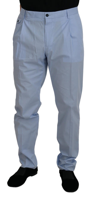 Blue Cotton Stretch Trousers Chinos Pants