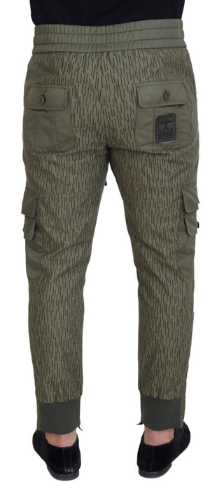 Green Striped Cargo Zipper Leg Men Trouser Pants