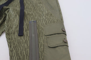 Green Striped Cargo Zipper Leg Men Trouser Pants