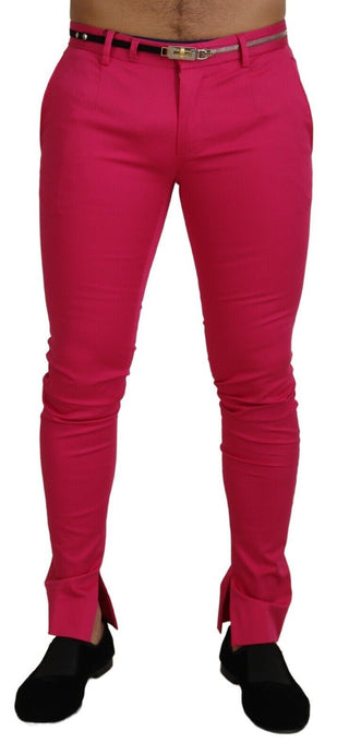 Pink Zipper Buckle Waist Trousers Pants