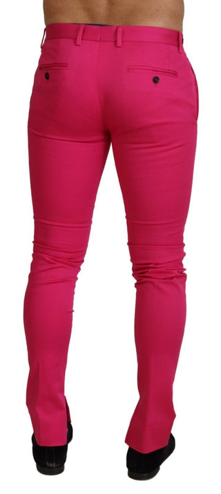 Pink Zipper Buckle Waist Trousers Pants