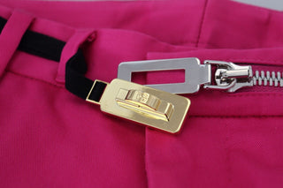 Pink Zipper Buckle Waist Trousers Pants
