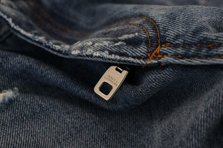 Blue Cotton Tattered Men Denim Jeans