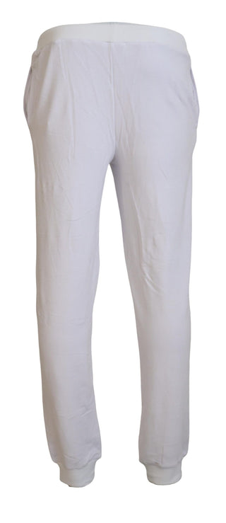 White Cotton Logo Mens Jogger Pants