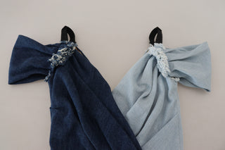 Two Tone Blue Patchwork Denim Mini Dress