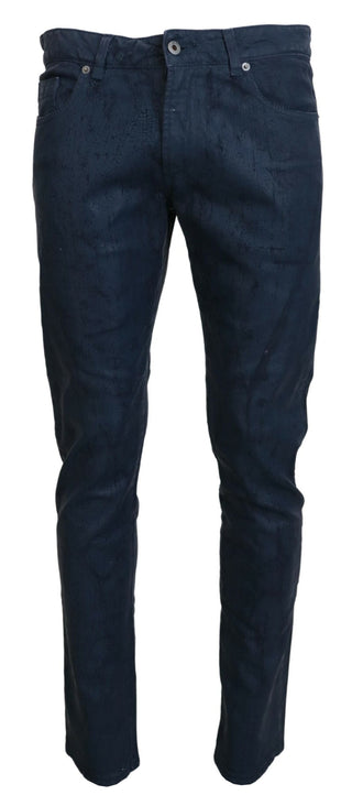 Blue Cotton Tapered Slim Fit Men Casual Denim Jeans