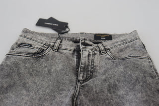 Grey Washed Cotton Slim Fit Men Denim Jeans