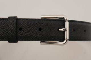 Black Calf Leather Brown Backend Metal Buckle Belt