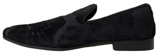 Black Brocade Loafers Formal Shoes