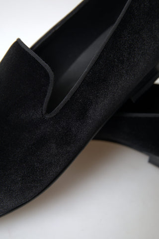 Black Velvet Loafers Formal Shoes