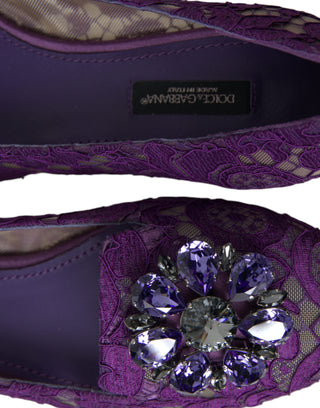 Purple Vally Taormina Lace Crystals Flats Shoes