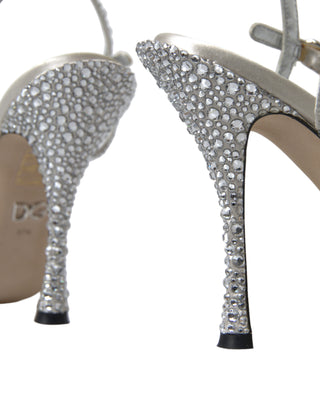 Silver Crystal Ankle Strap Sandals Shoes
