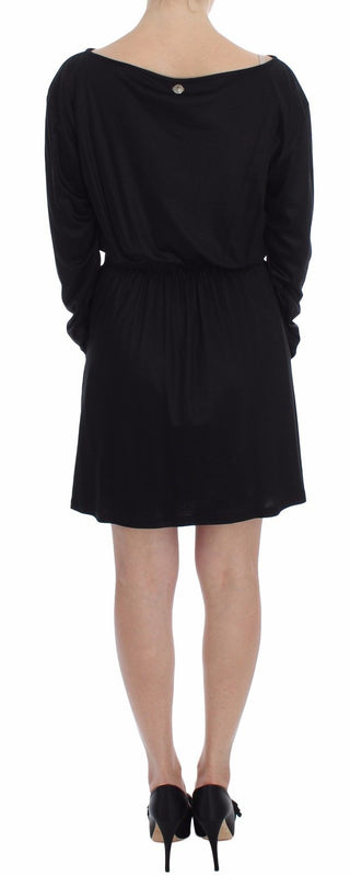 Black Modal Silk Shift Knee Dress