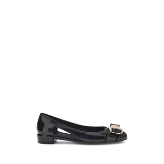Black Rubber Ballet Flats