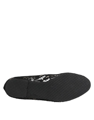 Black Taormina Lace Slip On Flats Shoes