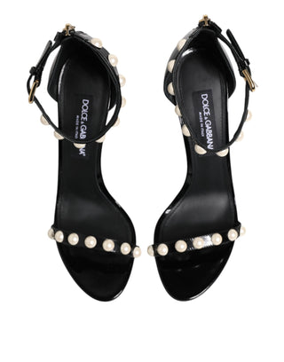 Black KEIRA Pearl Embellished Sandals Shoes