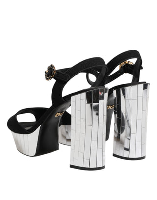 Black Crystal Ankle Strap Keira Sandal Shoes