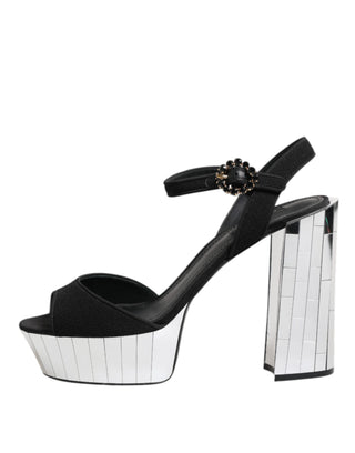 Black Crystal Ankle Strap Keira Sandal Shoes