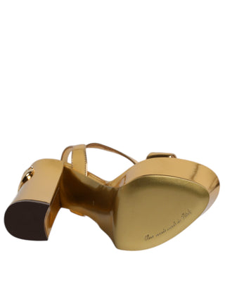 Gold Leather Platform Keira Sandals Shoes