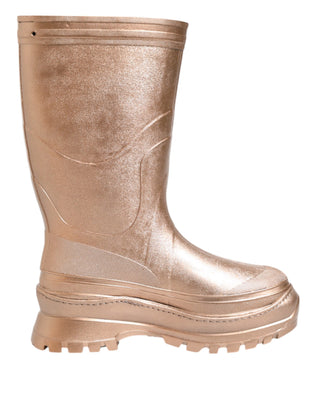Rose Gold Rubber Pull On Rain Boots  Shoes