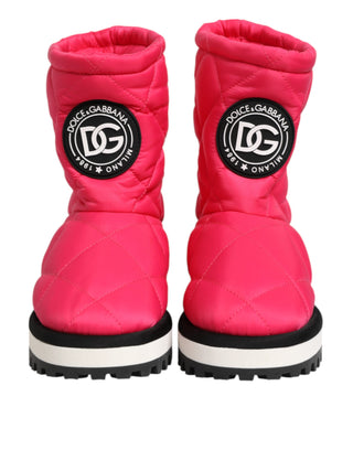 Pink White Viscose Padded Mid Calf Boots Shoes