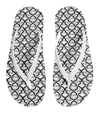 Black White Logo Beachwear Flats Slipper Shoes