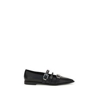 Black Calf Leather Bos Taurus Ballet Flats