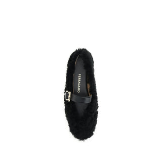 Black Fur Ballet Flats