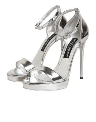 Silver Leather Platform Keira Sandals Shoes