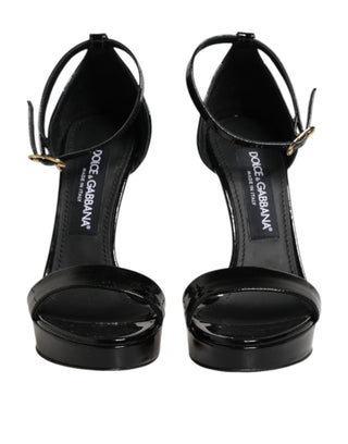 Black Leather Platform Keira Sandals Shoes