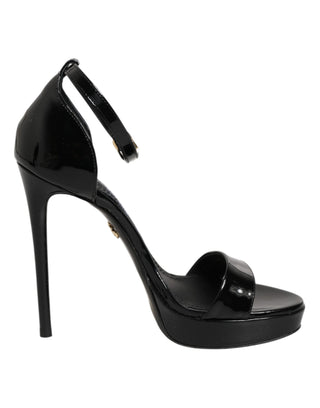 Black Leather Platform Keira Sandals Shoes