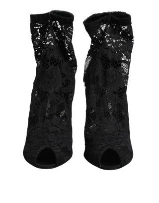 Black Stretch Taormina Lace Boots Shoes