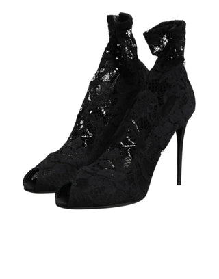 Black Stretch Taormina Lace Boots Shoes