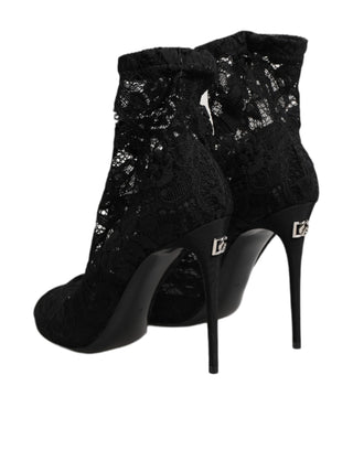 Black Stretch Taormina Lace Boots Shoes