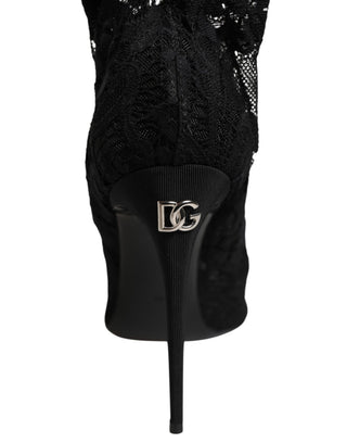 Black Stretch Taormina Lace Boots Shoes