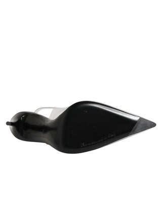Black Leather Clear PVC Slingback Pumps Shoes