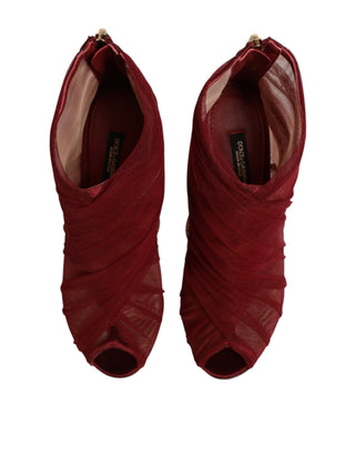 Red Tulle Ankle Boots Stiletto Heels Shoes