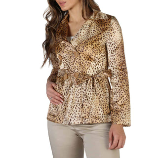 Leopard print belted jacket.