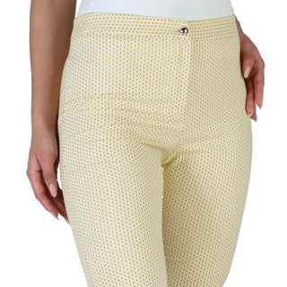 Yellow polka-dot pants.