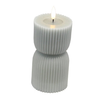Luxe Collection Natural Glow 2.75x10 Grey Carved LED Candle