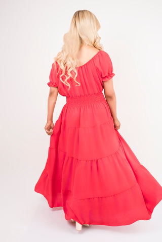 Smocked Waist Tiered Midi Dress