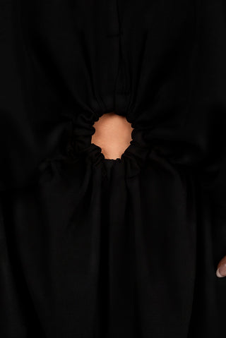 V Neck Wide Sleeve Jumpsuit with Ring Front Detail