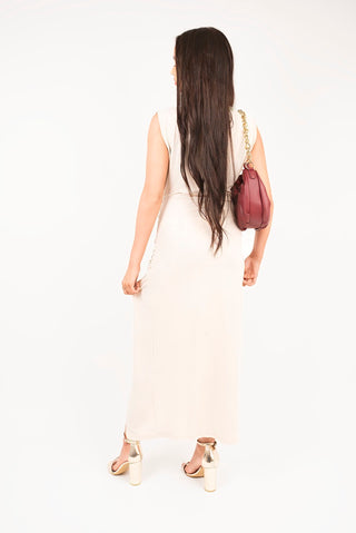 Sleeveless Drape Ring Detail Split Midi Dress