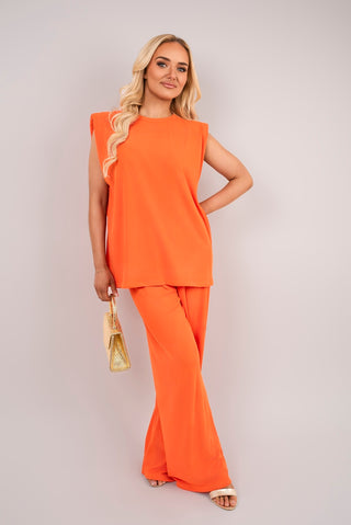 Sleeveless Relaxed Fit Top and Wide Leg Trouser Co-Ord Set