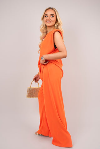 Sleeveless Relaxed Fit Top and Wide Leg Trouser Co-Ord Set