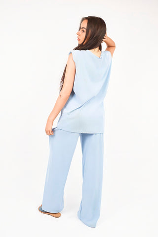 Sleeveless Relaxed Fit Top and Wide Leg Trouser Co-Ord Set